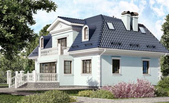 210-004-Л Проект двухэтажного дома с мансардой, современный домик из бризолита Тихорецк | Проекты домов от House Expert