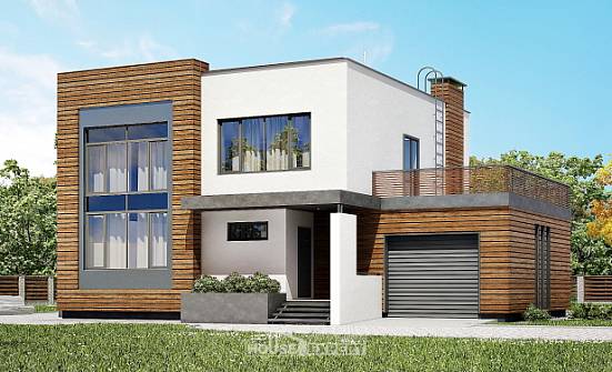 220-003-П Проект двухэтажного дома и гаражом, просторный коттедж из пеноблока Тимашёвск | Проекты домов от House Expert