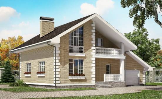 190-005-П Проект двухэтажного дома мансардой, гараж, простой коттедж из твинблока Белореченск | Проекты домов от House Expert