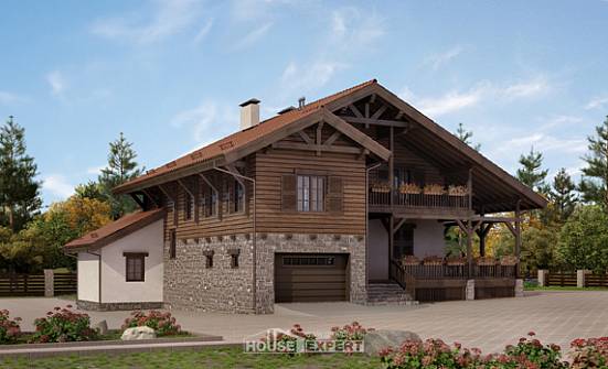 255-002-Л Проект двухэтажного дома с мансардой, гараж, классический домик из поризованных блоков Кропоткин | Проекты домов от House Expert