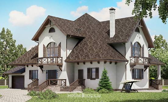 350-001-Л Проект двухэтажного дома мансардой и гаражом, красивый дом из блока Анапа | Проекты домов от House Expert