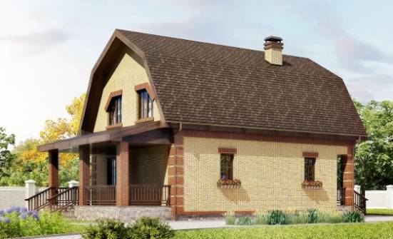 130-005-Л Проект двухэтажного дома мансардный этаж, компактный загородный дом из блока Новороссийск | Проекты домов от House Expert