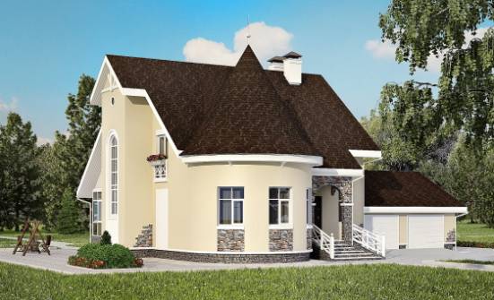 275-001-Л Проект двухэтажного дома с мансардным этажом, гараж, классический загородный дом из кирпича Славянск-на-Кубани | Проекты домов от House Expert