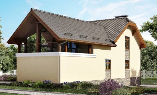 255-003-П Проект трехэтажного дома с мансардным этажом и гаражом, современный домик из бризолита Белореченск | Проекты домов от House Expert