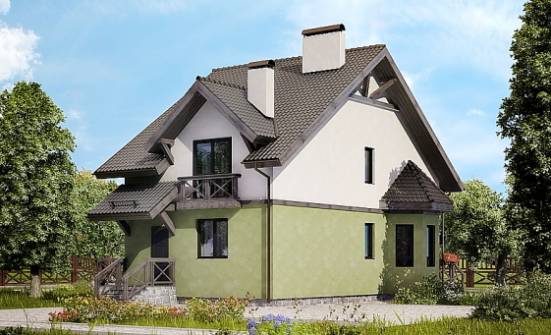 120-003-П Проект двухэтажного дома мансардный этаж, классический коттедж из блока Новокубанск | Проекты домов от House Expert