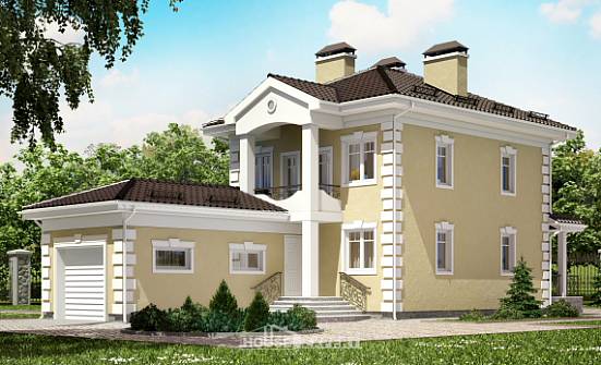 150-006-Л Проект двухэтажного дома и гаражом, скромный домик из блока Ейск | Проекты домов от House Expert