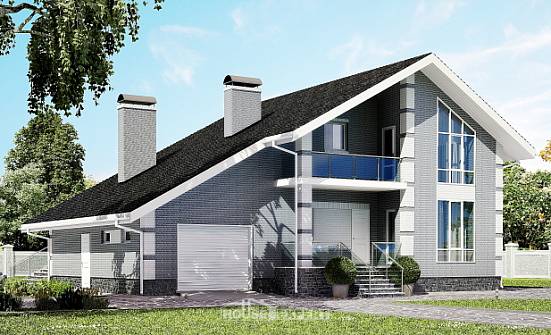 190-006-Л Проект двухэтажного дома мансардой, гараж, красивый домик из теплоблока Кореновск | Проекты домов от House Expert