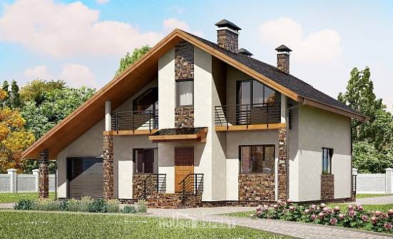 180-008-Л Проект двухэтажного дома мансардный этаж, гараж, простой загородный дом из блока Тимашёвск | Проекты домов от House Expert