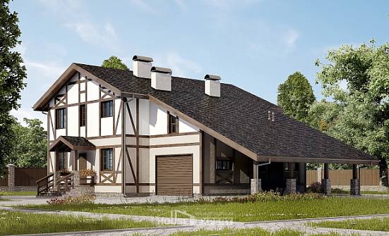 250-002-П Проект двухэтажного дома мансардный этаж, гараж, классический загородный дом из кирпича Кропоткин | Проекты домов от House Expert