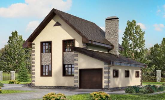 160-004-П Проект двухэтажного дома, гараж, недорогой загородный дом из керамзитобетонных блоков Анапа | Проекты домов от House Expert