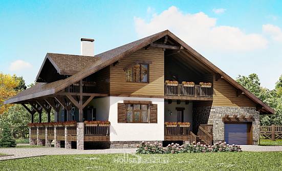 220-005-П Проект двухэтажного дома мансардой и гаражом, красивый домик из кирпича Тихорецк | Проекты домов от House Expert