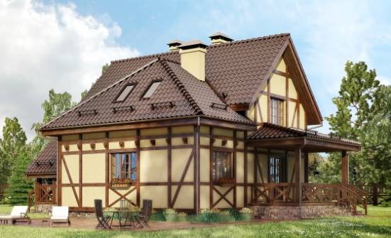 160-003-П Проект двухэтажного дома с мансардой, уютный загородный дом из пеноблока Новокубанск | Проекты домов от House Expert