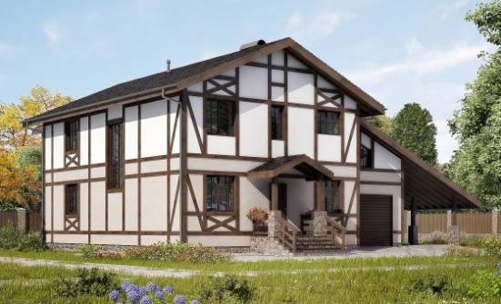 250-002-П Проект двухэтажного дома мансардный этаж, гараж, классический загородный дом из кирпича Кропоткин | Проекты домов от House Expert