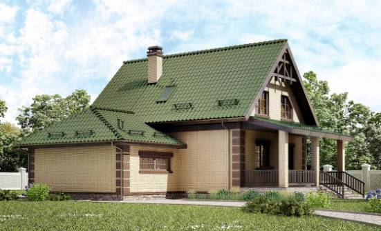 160-007-П Проект двухэтажного дома с мансардным этажом, гараж, красивый загородный дом из блока Новокубанск | Проекты домов от House Expert