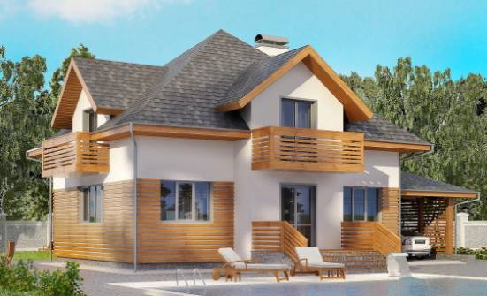 155-004-П Проект двухэтажного дома мансардный этаж, гараж, бюджетный домик из бризолита Славянск-на-Кубани | Проекты домов от House Expert