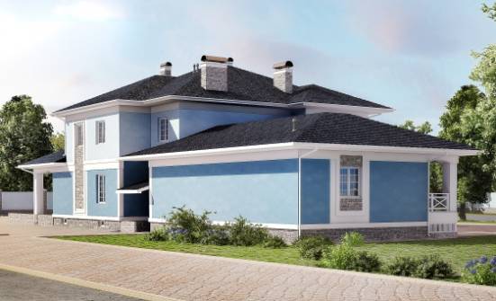 620-001-П Проект трехэтажного дома и гаражом, огромный коттедж из блока Анапа | Проекты домов от House Expert