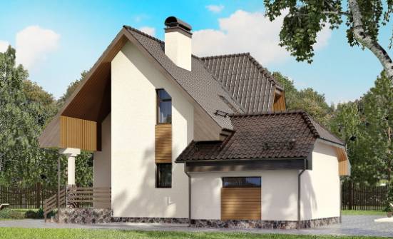 150-001-Л Проект двухэтажного дома с мансардой, гараж, недорогой дом из керамзитобетонных блоков Ейск | Проекты домов от House Expert