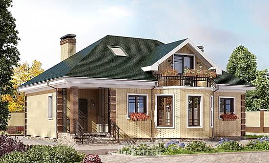 150-013-Л Проект двухэтажного дома с мансардой, бюджетный домик из кирпича Славянск-на-Кубани | Проекты домов от House Expert