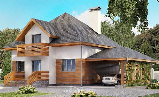 155-004-П Проект двухэтажного дома мансардный этаж, гараж, бюджетный домик из бризолита Славянск-на-Кубани | Проекты домов от House Expert