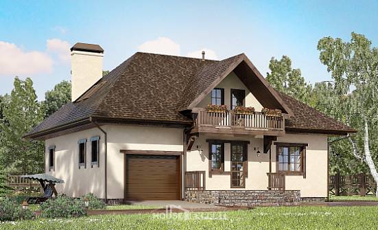 200-001-Л Проект двухэтажного дома мансардный этаж, гараж, простой дом из блока Славянск-на-Кубани | Проекты домов от House Expert