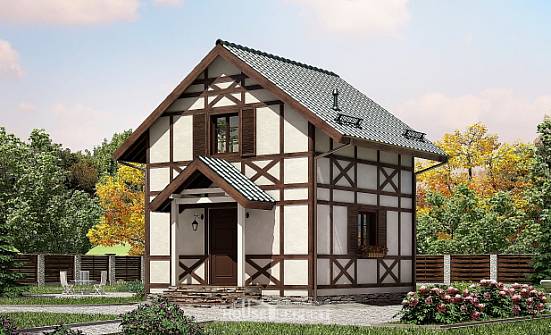 060-002-П Проект двухэтажного дома мансардный этаж, скромный загородный дом из бревен Краснодар | Проекты домов от House Expert