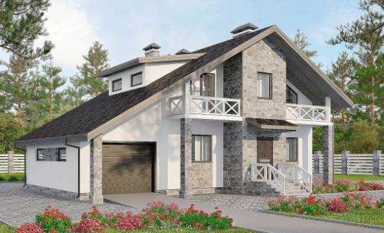 180-017-Л Проект двухэтажного дома мансардой, гараж, классический дом из пеноблока Кореновск | Проекты домов от House Expert