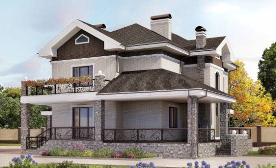 365-001-Л Проект трехэтажного дома, гараж, большой дом из кирпича Тихорецк | Проекты домов от House Expert