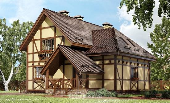 160-003-П Проект двухэтажного дома с мансардой, уютный загородный дом из пеноблока Новокубанск | Проекты домов от House Expert