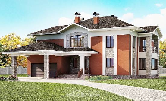 400-002-Л Проект двухэтажного дома, гараж, большой домик из кирпича Туапсе | Проекты домов от House Expert