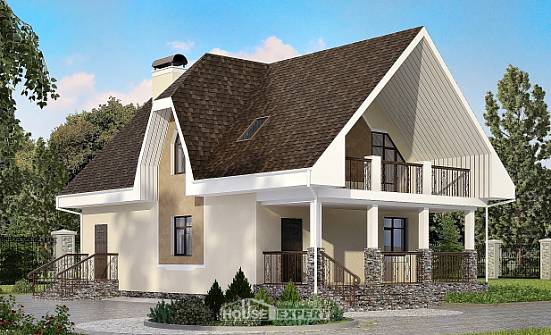 125-001-Л Проект двухэтажного дома с мансардным этажом, бюджетный домик из поризованных блоков Армавир | Проекты домов от House Expert
