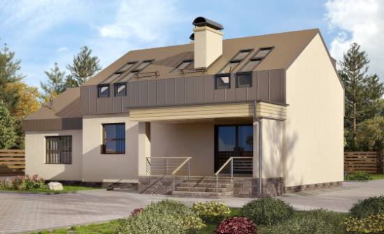 150-015-Л Проект двухэтажного дома с мансардным этажом, гараж, бюджетный домик из арболита Геленджик | Проекты домов от House Expert