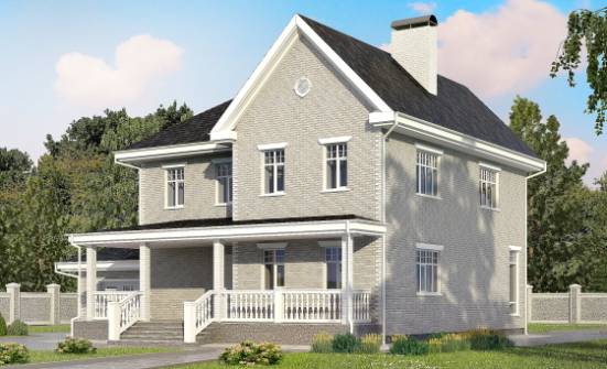 190-001-Л Проект двухэтажного дома и гаражом, классический домик из кирпича Новороссийск | Проекты домов от House Expert