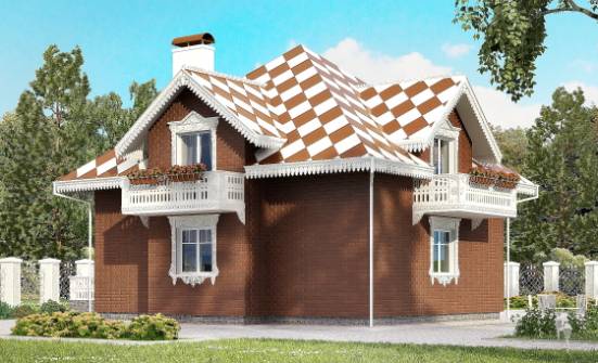 155-003-Л Проект двухэтажного дома мансардой и гаражом, бюджетный загородный дом из арболита Тихорецк | Проекты домов от House Expert