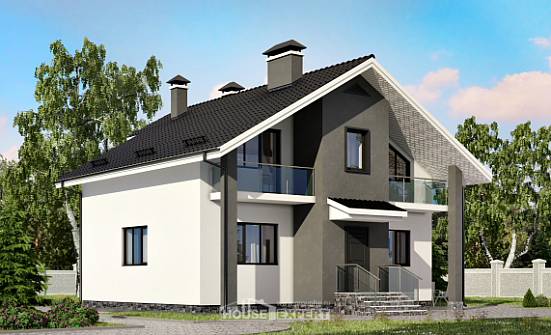 150-005-Л Проект двухэтажного дома мансардой, классический домик из газобетона Курганинск | Проекты домов от House Expert