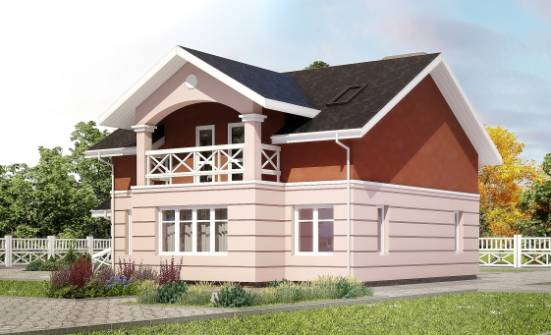 155-009-Л Проект двухэтажного дома с мансардой, доступный загородный дом из поризованных блоков Приморско-Ахтарск | Проекты домов от House Expert