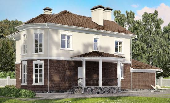 190-002-Л Проект двухэтажного дома и гаражом, средний коттедж из теплоблока Тихорецк | Проекты домов от House Expert