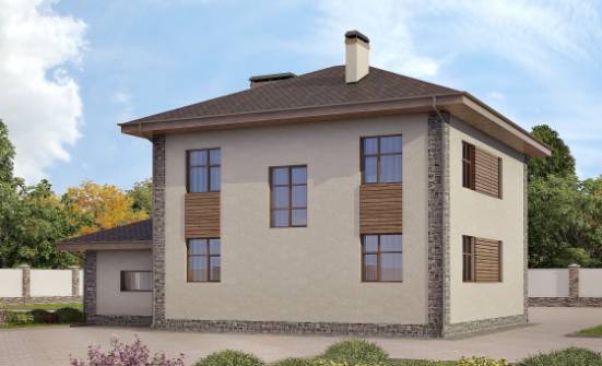 185-004-П Проект двухэтажного дома и гаражом, современный загородный дом из газобетона Приморско-Ахтарск | Проекты домов от House Expert