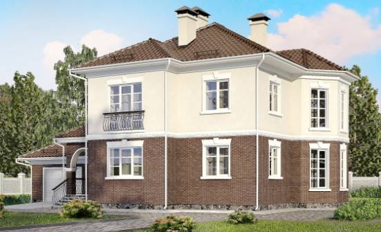 190-002-Л Проект двухэтажного дома и гаражом, средний коттедж из теплоблока Тихорецк | Проекты домов от House Expert