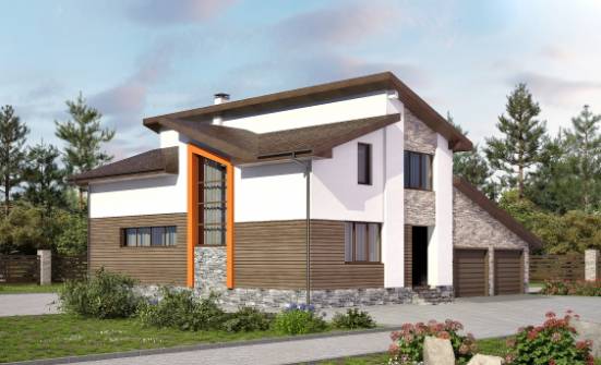 240-004-П Проект двухэтажного дома с мансардным этажом, гараж, простой дом из блока Горячий Ключ | Проекты домов от House Expert