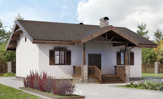 090-002-П Проект одноэтажного дома, компактный коттедж из кирпича Крымск | Проекты домов от House Expert