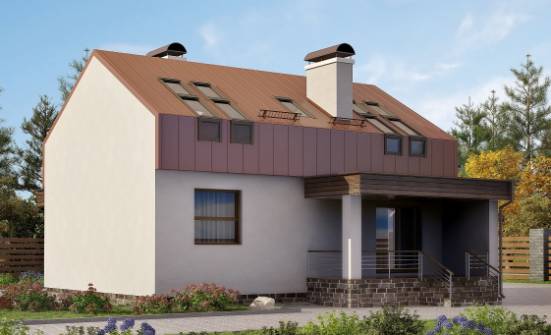 120-004-Л Проект двухэтажного дома мансардой, небольшой домик из теплоблока Абинск | Проекты домов от House Expert
