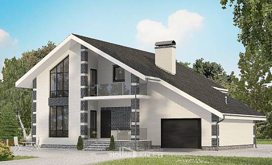180-001-П Проект двухэтажного дома мансардой, гараж, небольшой загородный дом из поризованных блоков Горячий Ключ | Проекты домов от House Expert
