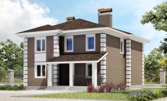 185-002-П Проект двухэтажного дома, бюджетный дом из твинблока Абинск | Проекты домов от House Expert