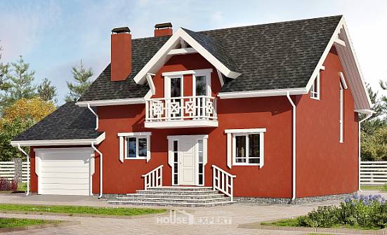 180-013-Л Проект двухэтажного дома с мансардой и гаражом, простой домик из керамзитобетонных блоков Армавир | Проекты домов от House Expert