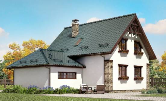 160-005-П Проект двухэтажного дома с мансардой, гараж, бюджетный домик из теплоблока Белореченск | Проекты домов от House Expert