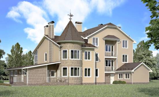 555-001-Л Проект трехэтажного дома мансардный этаж и гаражом, большой загородный дом из бризолита Горячий Ключ | Проекты домов от House Expert