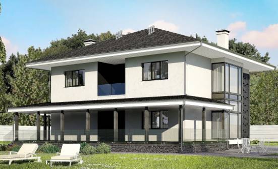 245-002-П Проект двухэтажного дома и гаражом, простой загородный дом из газобетона Анапа | Проекты домов от House Expert