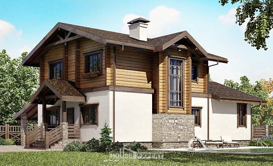 170-004-Л Проект двухэтажного дома с мансардным этажом, гараж, красивый домик из арболита из бревен Сочи | Проекты домов от House Expert