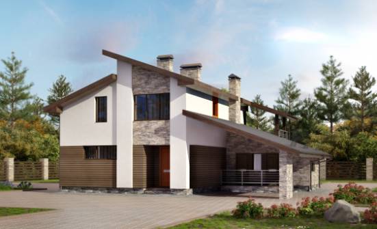 200-010-П Проект двухэтажного дома с мансардным этажом, гараж, классический домик из теплоблока Крымск | Проекты домов от House Expert