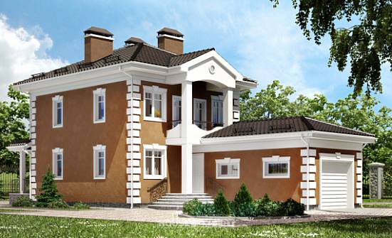 150-006-П Проект двухэтажного дома и гаражом, бюджетный дом из твинблока Темрюк | Проекты домов от House Expert